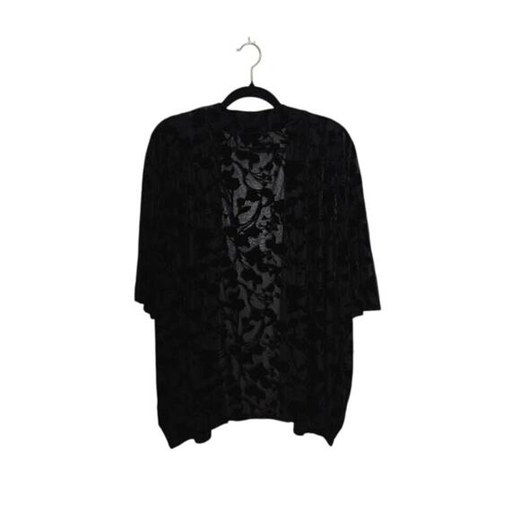 Velvet Burnout Kimono Topper Women Size OSFM Black Whimsigoth Romantic - Picture 2 of 6